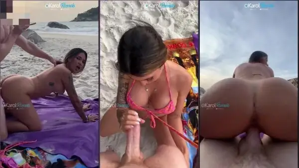 Karol Rosado transando na praia e levando gozada na boquinha